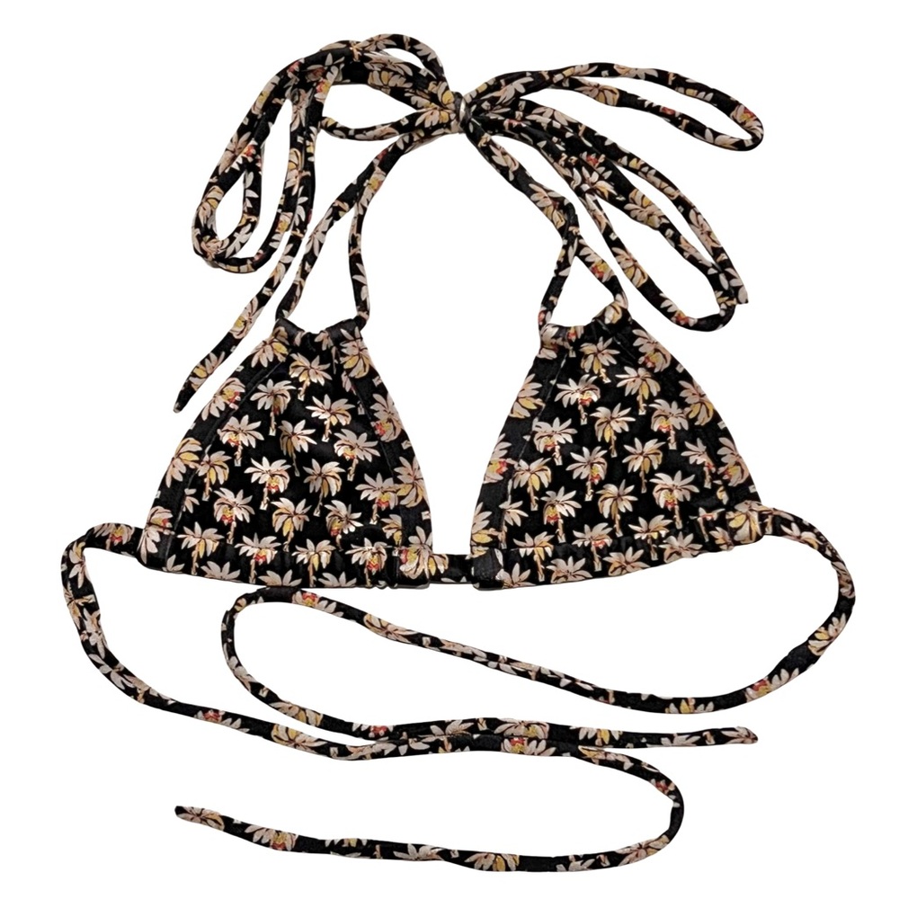 Montce Swim Black Palm Tree Triangle Bikini Top - Size S